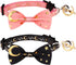 2 PCS Breakaway Cat Collar with Bow Tie and Bell, Golden Moon Glowing Star in The Dark for Kitten