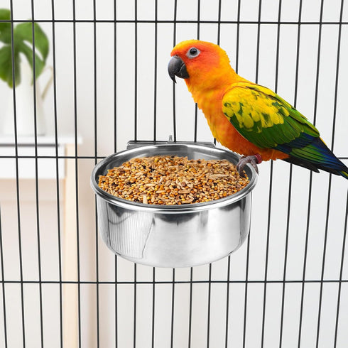 Hypeety Stainless Steel Food Water Bowl for Pet Bird Crates, Cages, Coop, Dog, Cat, Parrot, Rabbit (Medium, 4.7 * 2.1in)