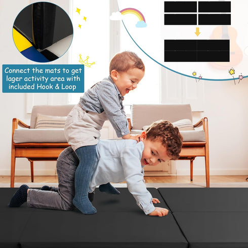 6'x 2' 2" Giantex Gymnastics Mat, Thick Folding Tumbling Mat with Hook and Loop Fastener, Foldable Gym Mat