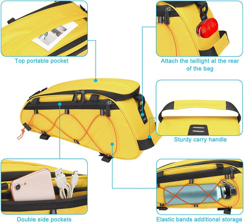 MOSISO Bike Rack Bag with 2 Removable Panniers, Waterproof Trunk Cooler Storage Bag for Bicycle Rear Seat