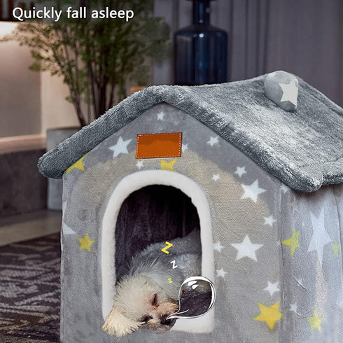 BXEBUI Dog House Indoor Memory Sponge, Foldable Dog House Kennel Bed Mat with Cushion for Small Medium Large Dogs Cats