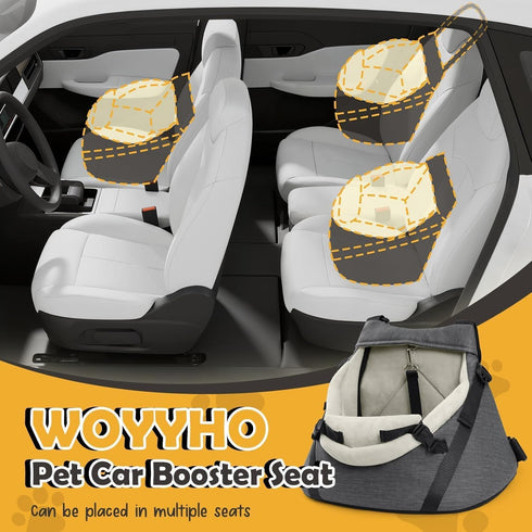7 lbs, WOYYHO Luxury Dog Booster Car Seat Up to PU Leather Pet Car Seat with Safety Belt & Soft Flannel Liner