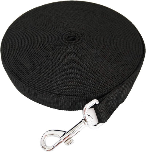 SALO Nylon Training Dog Leash, 1 Inch Wide, 20ft 30ft 40ft 50ft Long Leash for Small Medium Large Dogs (40 FOOT, Black)