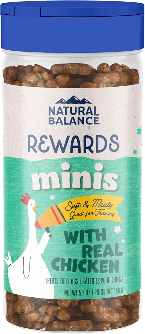 Natural Balance Limited Ingredient Mini-Rewards, Chicken Grain-Free Training Treats for Dogs, 5.3-oz Canister