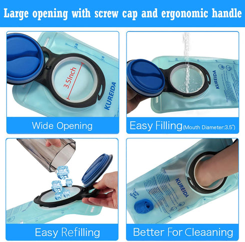 Hydration Bladder 2 Liter Leak Proof Water Reservoir, BPA Free for Biking, Hiking, Camping