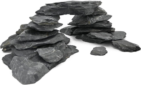 Unocho Natural Slate Rocks for Aquarium Aquascaping, Terrariums, Reptile Enclosures, Wargaming, 5lbs