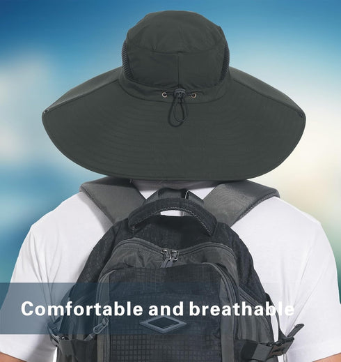 Ultra Wide Brim Hat for Men & Women, UPF50+ Waterproof Sun Hat for Fishing Hiking Camping