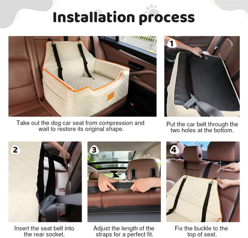 XIEEAOZEE 55Lbs 2 Dog Car Seat for Large/Medium Dog, Booster Seat Under or Small Dogs, Detachable and Washable Travel