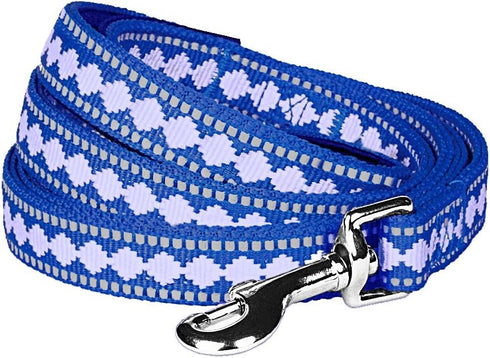 Blueberry Pet 3M Reflective Jacquard Dog Leash with Soft & Comfortable Handle, 5 ft x 5/8", Palace Blue, Small, Leashes for Dogs