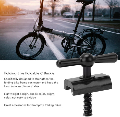 Folding Bike Faucet Handlebar C Buckle - Aluminum Alloy Foldable Clamp Parts for Brompton (Black)
