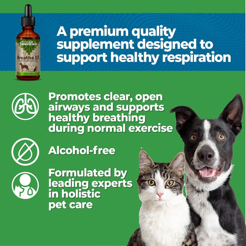 Animal Essentials Breathe EZ for Dogs & Cats - Pet Respiratory Support Supplement for Clear Breathing - 1 Fl Oz
