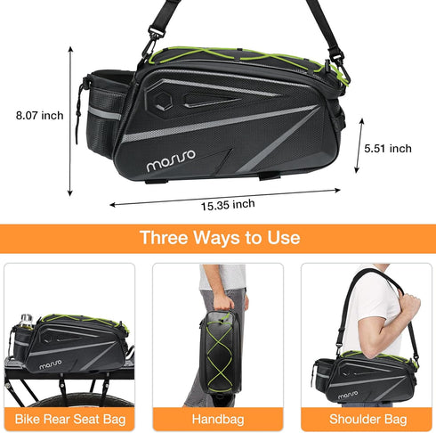 MOSISO Lime Green Waterproof Bike Rack Bag, 14L EVA Bicycle Trunk Bag, Cycling Luggage Bag with Shoulder Strap