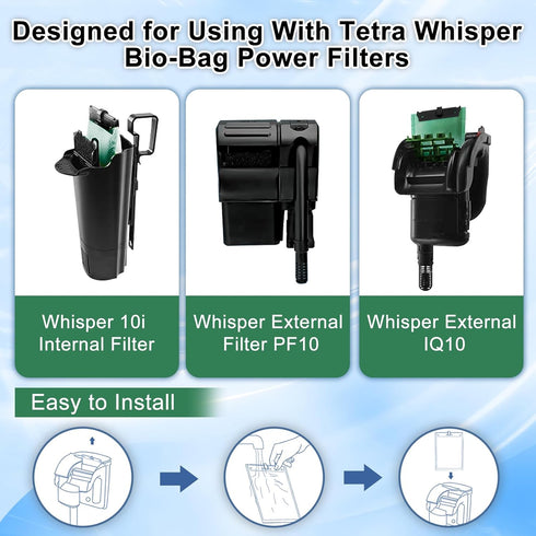 6 Pack Medium Filter Cartridges for Tetra Whisper Bio-Bag Filters, Replacement for TetraFauna ReptoFilter