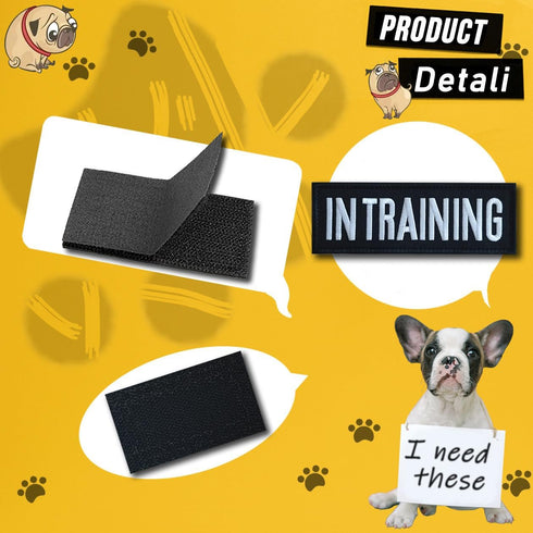 4 Pcs In Training Patch: Removable Embroidered Tactical Vest Patch for Dog Vest, Carrier, and Collar