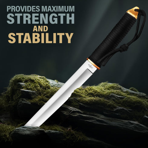 Tanto Knife with Sheath, 5.9" Fixed Full Tang Blade, Cool Tactical Knives for Hunting and Camping