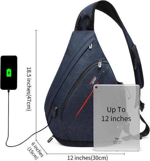 TUDEQU Sling Bag for Men, 8 Pocket 19L Crossbody Sling Backpack