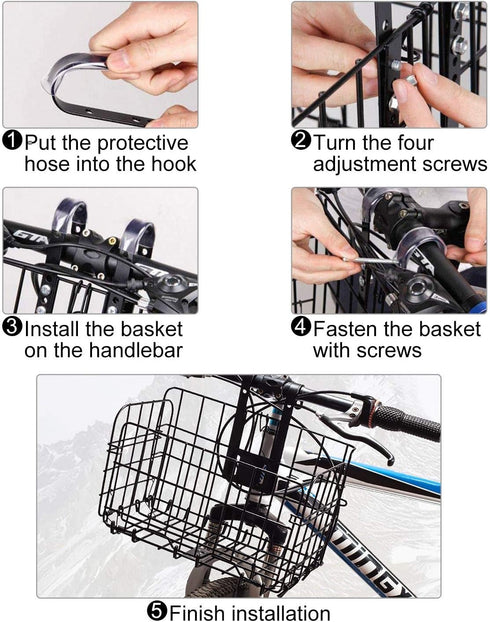 Folding Rear Bike Basket, Rust Proof Wire Mesh, Detachable Front Bike Basket, Mountain Bike Frame Cargo Rack