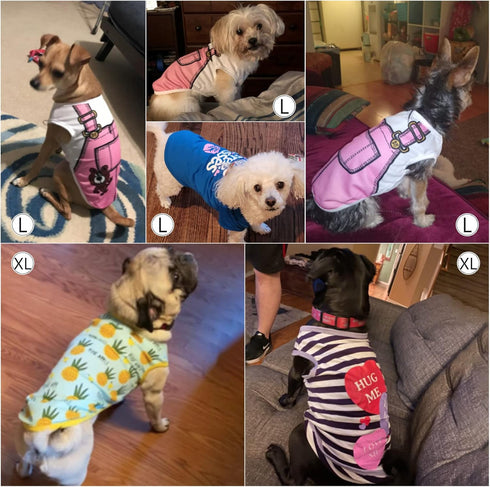SATINIOR 6 Pcs Dog Clothes - Printed Puppy T-Shirts, Cute Cotton Apparel for Small Medium Dogs, Summer Christmas (XS)