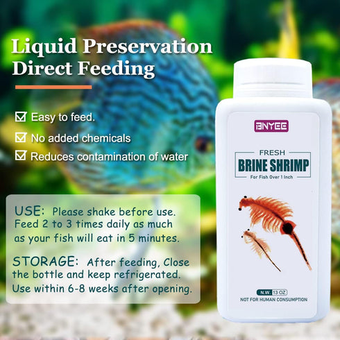 1 Inch Fresh Brine Shrimp Fish Food - Consisting of Adult Non-Living Brine Shrimp for Fish Over (Brine Shrimp)