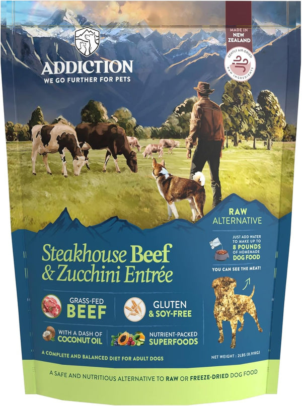 Addiction Steakhouse Beef & Zucchini Air-Dried Grain-Free Dog Food Complete Meal or