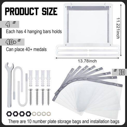 Wall Mounted Medal and Bib Display Rack - Perfect Gift for Runners