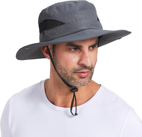 PFFY Sun Bucket Hat for Men Women, 3” Wide Brim, UPF 50+, Fishing & Beach Hats