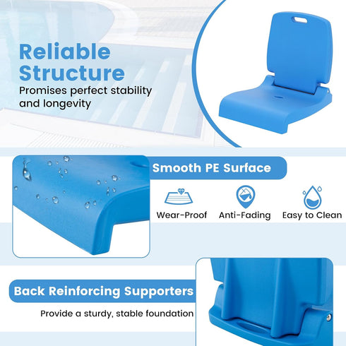2 1 Pack) Goplus Poolside Chair for Edge of Pool, Foldable Portable Flip Seat w/Back Support & Handles, Lightweight