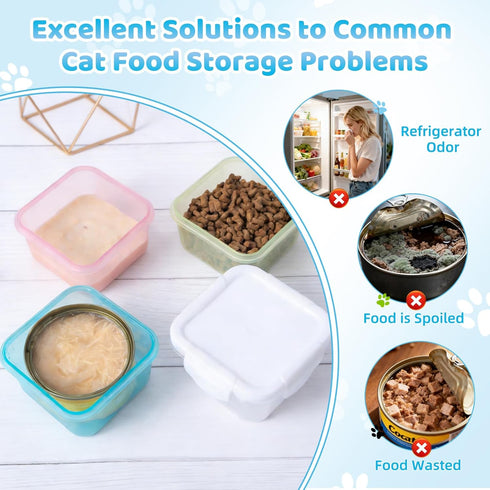 3oz Cans,4 Pack 2.56''/65mm Canned Cat Food Storage Can Container for Cat Airtight Pet Food Sealer with Snap-Lock Cover