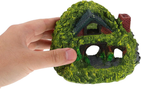 GLEAVI Aquarium Shelter House and Betta Fish Tank Decoration, Resin Hobbit Double-Layer Hideout for Small Aquariums