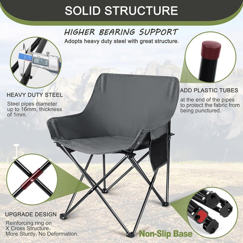 600D (2, Joyfair Outdoor Camping Chair for Adult, Large Portable Folding Moon Chairs with Carry Bag for Patio Beach