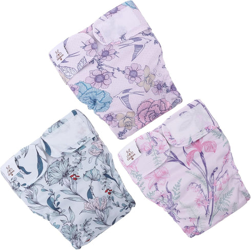CuteBone Washable Dog Diapers for Female, 3 Pack Puppy Training Pants for Docked-Tail Dogs WWD16M