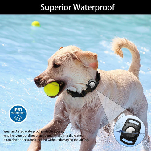 Waterproof Pet Airtag Dog Collar Holder, Anti-lost Shock Resistant TPU Case for Key, Backpack, Dog GPS Tracker