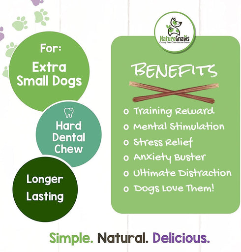 Nature Gnaws Extra Thin Bully Sticks for Dogs, Premium Natural Beef Bones, 6 Inch Long Lasting Chew Treats