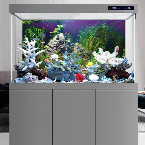 AWERT 72x24 inches Seagrass Aquarium Background, Stone River Bed & Lake Fish Tank Vinyl