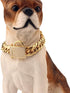 Strong Double Cuban Link Gold Dog Chain Collar with Zirconia Lock, Stainless Steel 16MM for Medium Large Dogs (24'')