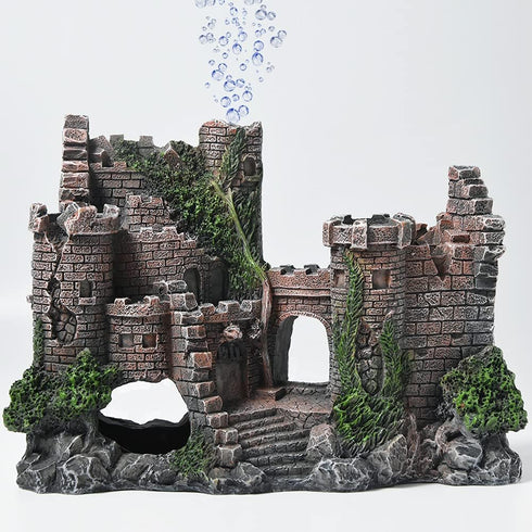Aquarium Decorations, Castle Fish Tank Bubbler for Aquatic Pets to Breed, Play and Rest