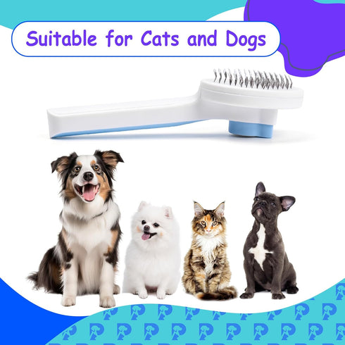 Self-Cleaning Cat and Dog Grooming Brush, Efficient Fur Removal, Ergonomic Design for All Coat Types (Gray)