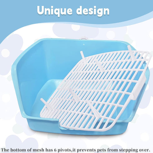 kathson Rabbit Litter Box Toilet, Plastic Square Bunny Corner Litter Box, Pet Potty Trainer Box for Small Animal Guinea