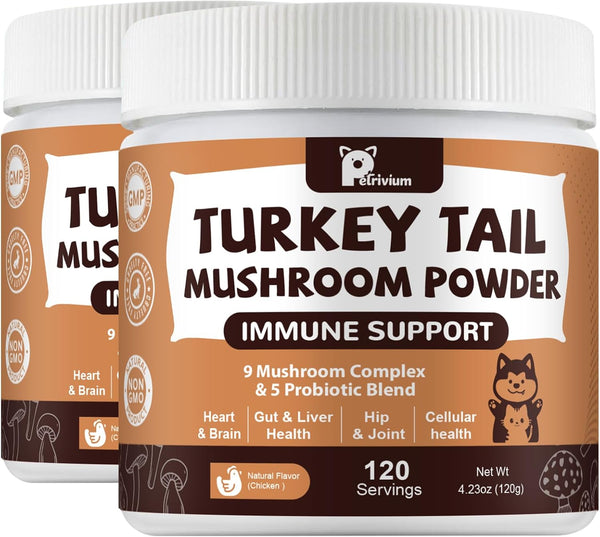 Mushroom Supplement with Probiotics for Dogs & Cats, Turkey Tail Mushroom for