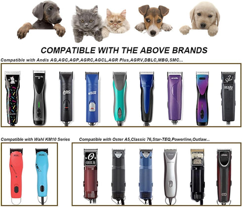 7F Blades for Dog Grooming Compatible with Andis/Oster A5/Wahl KM-10 Series - Detachable Clipper Replacement Blade