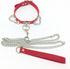 Red Leather Choker Collar with Chain Leash Set, Adjustable Soft PU Heart Pendant Necklace for Women & Pet Dogs