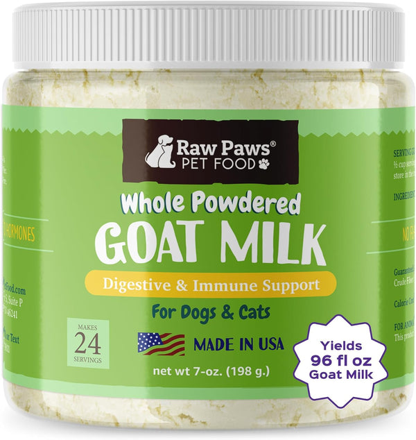 Raw Paws Whole Goat Milk Powder for Dogs and Cats, 7-oz -