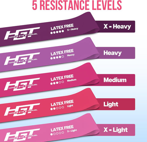 HGT Resistance Bands Set - Latex-Free Booty Bands for Women & Men, Supports Stretching, Yoga, Glutes & Legs Training