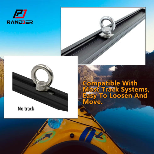 Track Mount Kayak Tie Down Eyelet, 2 Packs Stainless Steel Eyelets with Washers & Nuts for Bungee Cord Rope Mounting