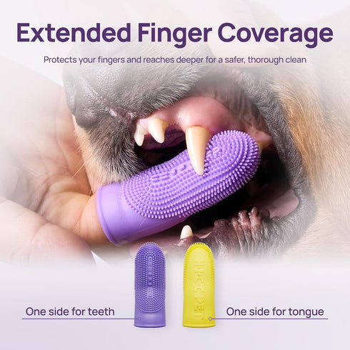 4-Pack HICC PET Dog Toothbrush, Anti-Slip Dog Tooth Brushing Kit, Dog Finger Toothbrush for Plaque and Tartar Cleaning