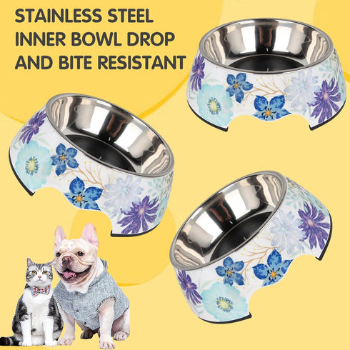 Pet Cats Dogs 2 in 1 Food Water Bowls - Non Slip Heavy Duty Bowls for Feeding Drinking Small Medium Large Dogs