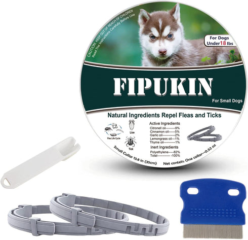 Natural Ingredients Flea Collar for Small Dogs - Safe and Effective Waterproof Flea and Tick Collar, 2-Pack