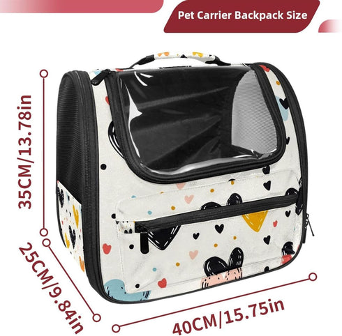 Seamless (2) Baby Pattern with Hearts Pet Travel Carrier | Ventilated Comfortable Design with Safety Features | Ideal