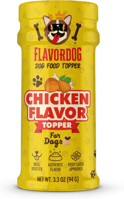 Flavor God Dog Food Topper for Picky Eaters, Chicken Flavor - Low-Calorie Meal Sprinkle Topper for dogs, 3.3 oz