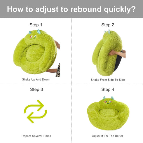 Jiupety Cute Calming Dog and Cat Bed, Indoor High Bolster Donut Dog Beds, Plush Cuddler Bed (L, 27"x27"x14") Green